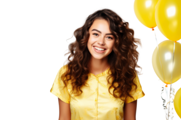 Smiling Gen Z girl in stylish outfit ready for a party Isolated on white background