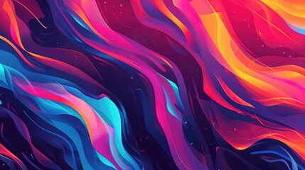 Obraz premium Abstract Digital Painting With Bright Colors And Wavy Lines