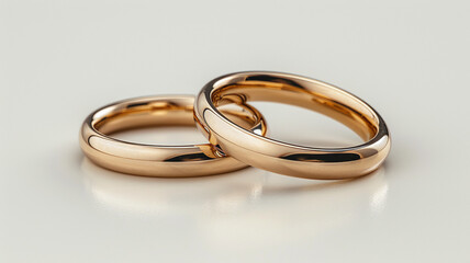Wedding rings on a white background, close-up
