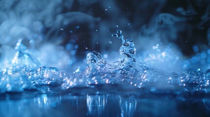 A captivating design with a blue background featuring bubbling and steaming water, creating a dynamic and fresh visual effect