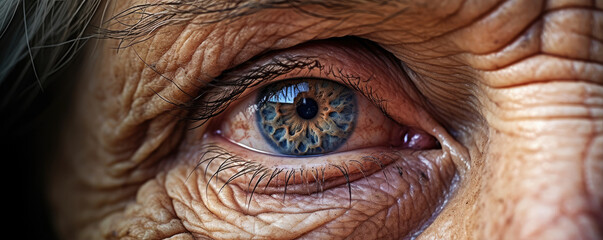 old senior woman wrinksenior eye detail. woman wrinkles detailles and eye detail. amazing close up.