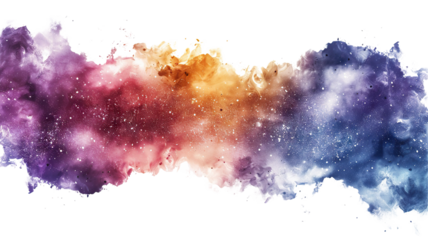 Galaxy clouds with starry sky and purple, orange, and blue hues, cut out