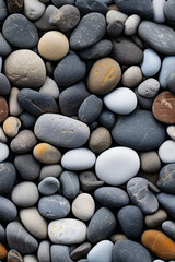 Gray round pebbles, pebbles. Vertical seamless pattern ocean shore concept for backgrounds, wallpapers and backdrops