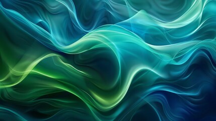 Obraz premium Featuring dynamic, artistic wavy lines in green and blue hues, ideal for creative projects and artistic endeavors