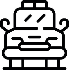 Black outline icon of a school bus transporting children home after school