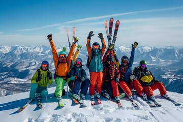 Enjoy a thrilling winter vacation with friends filled with skiing and snowboarding adventures on the snowy peaks. Experience the excitement and adrenaline of this fun holiday celebration