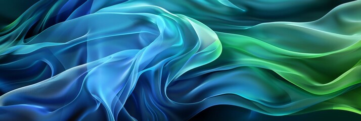 Obraz premium Abstract blue and green design symbolizes fluidity, motion, tranquility, creating harmonious visual experience