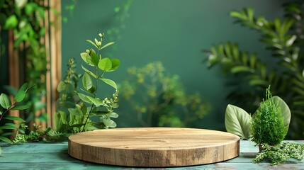 Wooden Platform Surrounded by Lush Greenery