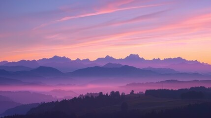 Purple Mountain Range At Sunset