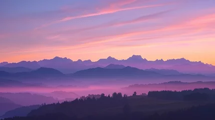 Gardinen Purple Mountain Range At Sunset © BYAI