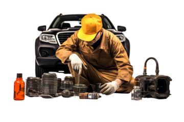 Mechanic holding a toolbox, ready to work, smiling confidently, clean uniform Isolated on white background