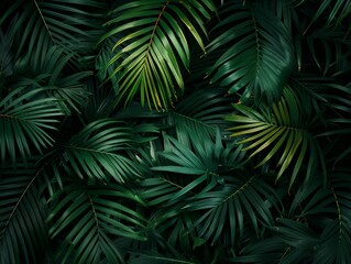 Closeup nature view of green leaf and palms background. Flat lay, dark nature concept, tropical leaf