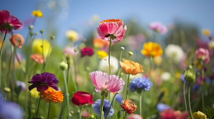 Obraz premium Colorful Wildflowers Blooming in a Meadow