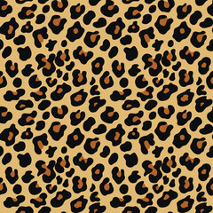 
animal leopard print, seamless pattern for textiles, yellow background with spots