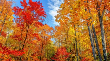 Fototapeta premium Vibrant Fall Colors in a Canadian Forest