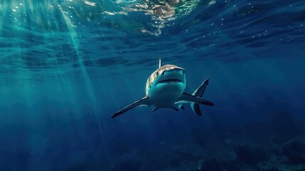 Shark swimming in the ocean. Makro photography.