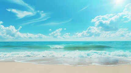 Fototapeta premium Tranquil Ocean Waves on a Sunny Beach Day