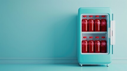 Medical fridge showcasing blood bag supply with empty space for text