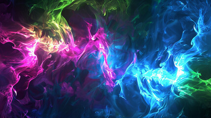Fototapeta premium Dynamic abstract background with sharp contrasts of electric blue, neon green, and hot pink, forming an energetic and modern design