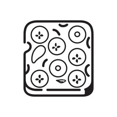 minimalist sandwich with tomato olive logo design tattoo illustration black and white vector high quality for music cover tee shirt prints coloring book for kids