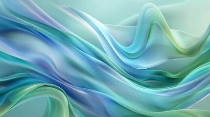 Obraz premium The depiction of fluid waves in calming blue and green shades conveys a sense of peacefulness and movement