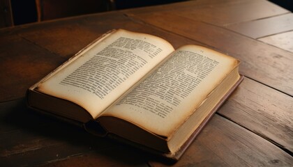 Obraz premium An Open Book on a Wooden Table: A Glimpse into the Past.