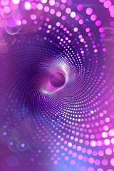Abstract digital art with purple and pink concentric dots forming a tunnel-like vortex.