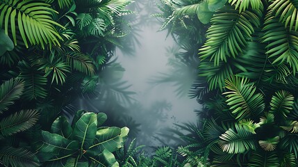Naklejka premium Lush Green Tropical Leaves Background