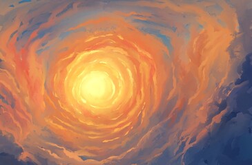 Fantasy illustration of sunset 