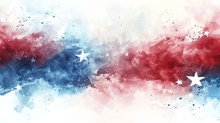 Fototapeta premium Patriotic Dust Explosion with American Flag Colors on White Background for Labor Day, Independence Day, Memorial Day, and Other Celebrations