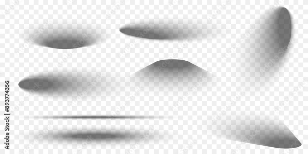 Leinwandbilder set of oval packing box shadow effects. different realistic soft grey shapes. elliptic package shade