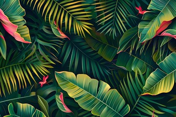 A vibrant tropical leaf pattern, adding a fresh and lively feel to product backgrounds