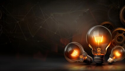 background with light bulbs and gears symbolizing innovation in marketing.