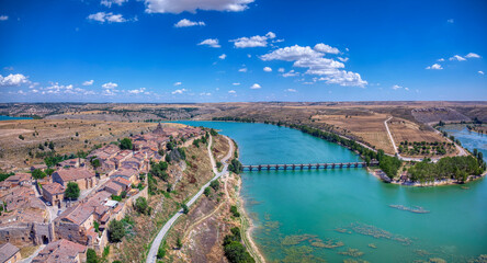 Aerial view of the town of Maderuelo in the province of Segovia, Spain.