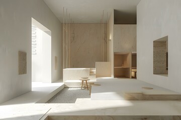 Minimalist Modern Interior Design with Wooden Structures and Natural Light