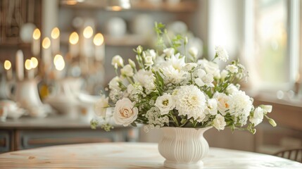 Fototapeta premium Elegant flowers placed in the kitchen vase