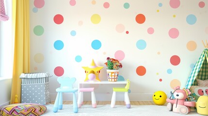 Obraz premium A playful wallpaper design with colorful polka dots