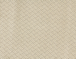 Close up photo of a beige colored woven background fabric with geometric pattern