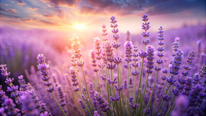 Sunset Glow over Lavender Fields