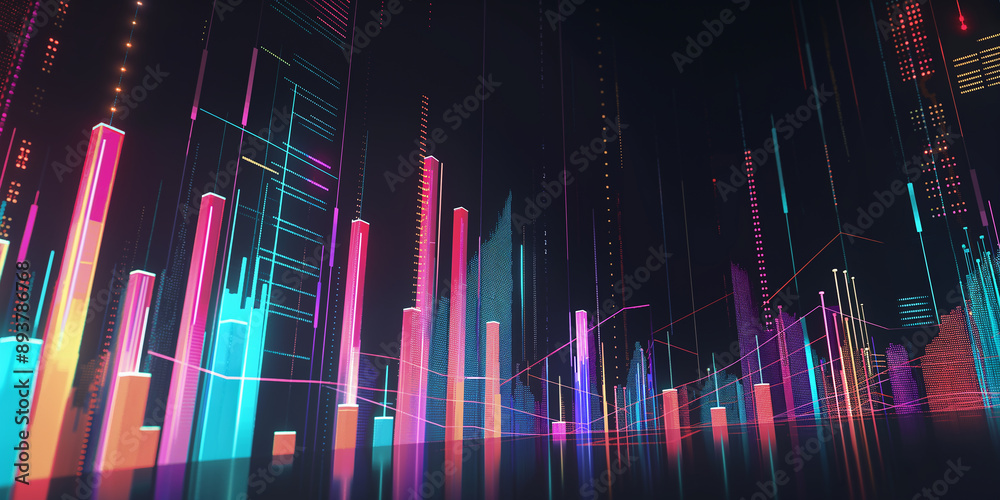 Poster Abstract technology background showing big data being processed