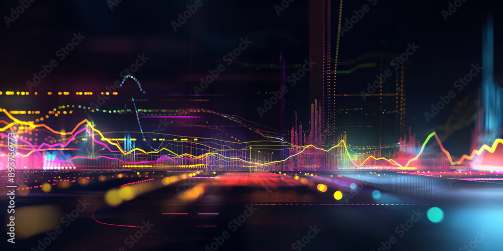 Poster Abstract financial chart showing various performance indicators of a business