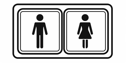 Black and white public restroom sign indicating male and female gender symbols