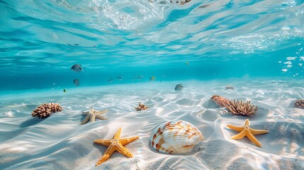 Underwater Seashells and Starfish