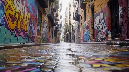 Obraz premium Vibrant Urban Art Bold Graffiti Murals Reflecting City Culture and Creative Expression