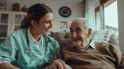 The nurse with elderly patient
