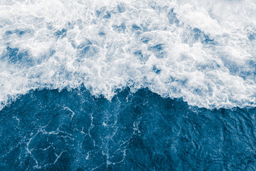 Dark blue sea ocean wave and  liquid white foam