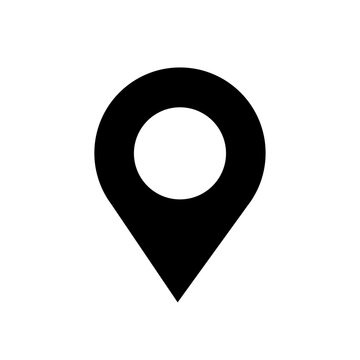Location symbol. Location pin. Geometric shape. Solid location symbol on white background.
