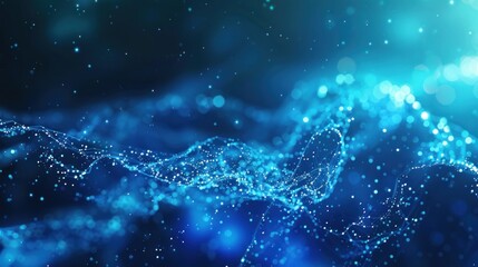 Abstract Blue Particle Wave Background