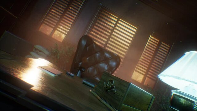 Abandoned mafia office, apocalypse atmosphere, 3d render
