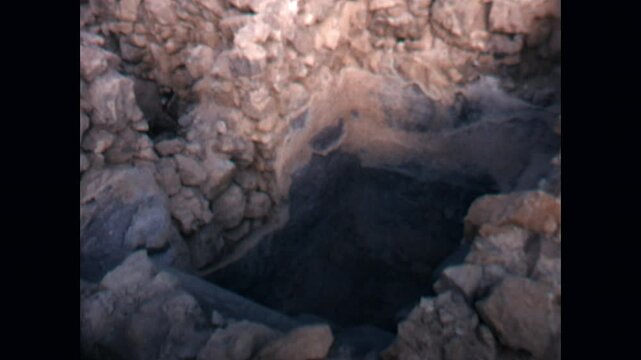 Mikveh Ritual Bath Masada 1975 - A Jewish ritual bath from the Jewish second temple period as seen on the summit of the Masada fortress in Israel, 1975.